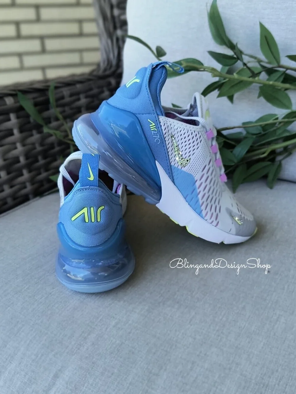 Bling Nike Air Max 270 Girls Youth Sneakers Custom With Swarovski Crystals